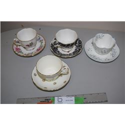 4 Teacups and Saucers