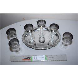 Tray and 6 Liquor Glasses