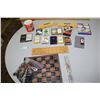 Image 1 : Stone Chess Board, Many Playing Cards Cribbage Board, Coca Cole Puzzle and misc.