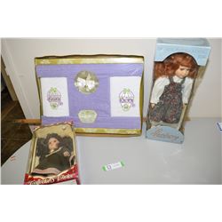 Porcelain Dolls and New Towel Set