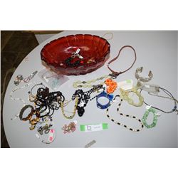 Costumer Jewelry and Footed Dish