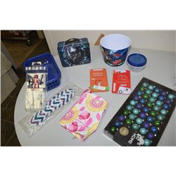 Children's Toy, Lunch Box, and Christmas Bulbs