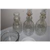 Image 2 : Liquor Pressed Glass Bottles, and Anchor Hocking Bowl