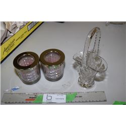 Candle Holders and Crystal Basket