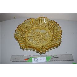 Amber Pressed Glass Fruit Bowl
