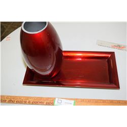 Red Tray and Vase (Glass)