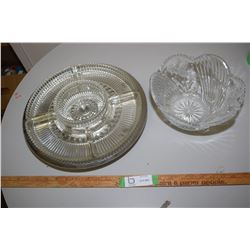 Glass Lot, Rotating Vegetable Platter