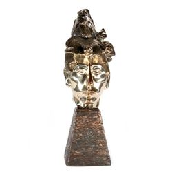 Silvered Bust of Aztec Warrior