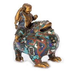 19th Centry Asian Cloisonne Figural Vessel.