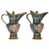 Image 1 : A Pair of 19th Century Cloisonne Enamel and Gilt Bronze Monk's Cap Ewer and Covers