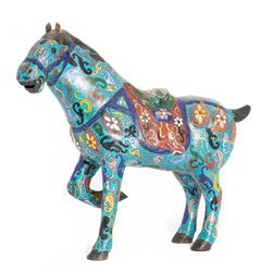 Chinese Enamel Decorated Figure of a Horse