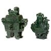 Image 1 : Two Carved Jade Covered Jars. 19th Century