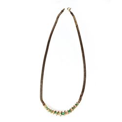 Emerald, diamond & 14k gold necklace, Italy