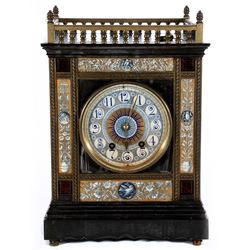 French Enamel and Gilt Bronze Mantle Clock