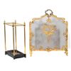 Image 1 : Rococo Style Brass Firescreen and Classical Stick/Umbrella Stand