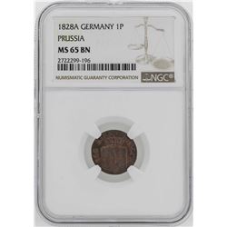 1828-A Germany-Prussia Friedrich Wilhelm II Pfenning NGC MS65BN