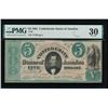Image 1 : 1861 $5 Confederate States of America Note PMG 30