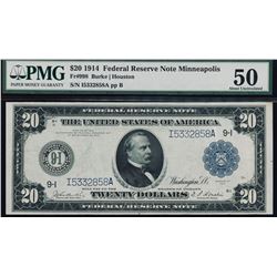 1914 $20 Minneapolis Federal Reserve Note PMG 50