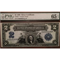 1899 $2 Mini Porthole Silver Certificate PMG 65EPQ