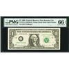 Image 1 : 1988 $1 Radar Serial Kansas City Federal Reserve Note PMG 66EPQ