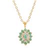 Image 1 : Plated 18KT Yellow Gold 1.00ctw Emerald and Diamond Pendant with Chain