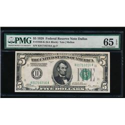 1928 $5 Dallas Federal Reserve Note PMG 65EPQ