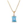 Image 1 : Plated 18KT Yellow Gold 5.10ctw Blue Topaz and Diamond Pendant with Chain