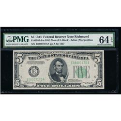 1934 $5 Richmond Federal Reserve Note PMG 64EPQ