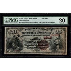 1882 $20 New York National Bank Note PMG 20