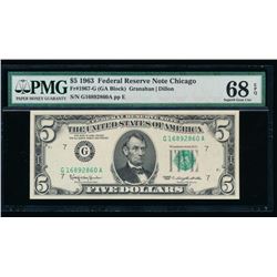 1963 $5 Chicago Federal Reserve Note PMG 68EPQ