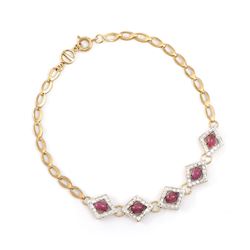 Plated 18KT Yellow Gold 3.25ctw Ruby and Diamond Bracelet