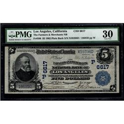 1902 $5 Los Angeles National Bank Note PMG 30