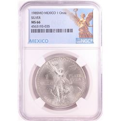 1985Mo Mexico 1 Onza Libertad Silver Coin NGC MS66