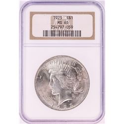 1923 $1 Peace Silver Dollar Coin NGC MS65