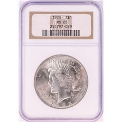 1923 $1 Peace Silver Dollar Coin NGC MS65