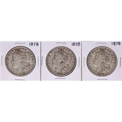 Lot of (3) 1878 $1 Morgan Silver Dollar Coins