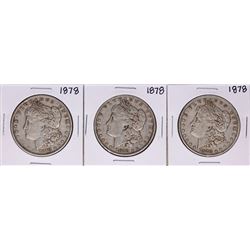 Lot of (3) 1878 $1 Morgan Silver Dollar Coins