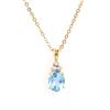 Image 1 : Plated 18KT Yellow Gold 4.35ctw Blue Topaz and Diamond Pendant with Chain