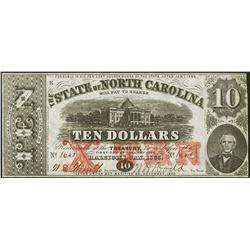 1863 $10 Raleigh NC Obsolete Note