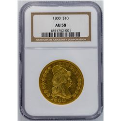 1800 $10 Draped Eagle Bust Gold Coin NGC AU-58