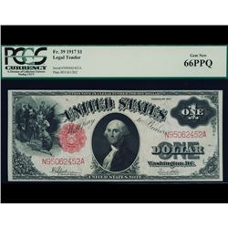 1917 $1 Legal Tender Note PCGS 66PPQ