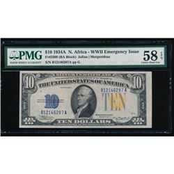 1934A $10 North Africa Silver Certificate PMG 58EPQ