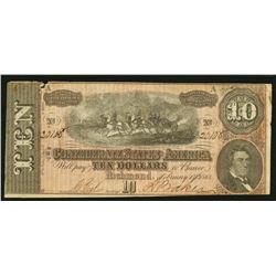 1864 $10 T68 Confederate States of America Note