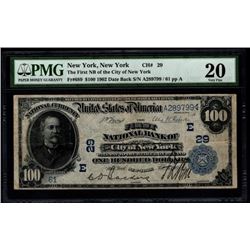 1902 $100 New York National Bank Note PMG 20