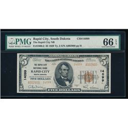 1929 $5 Rapid City National Bank Note PMG 66EPQ