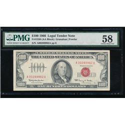 1966 $100 Legal Tender Note PMG 58