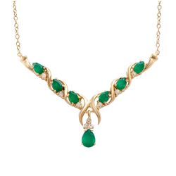 Plated 18KT Yellow Gold 2.90ctw Green Agate and White Topaz Pendant with Chain