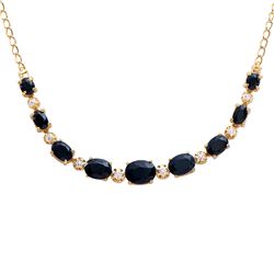 Plated 18KT Yellow Gold 8.90ctw Black Sapphire and Diamond Pendant with Chain