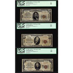 1929 $5/10/20 Citizens NB Washington, PA CH# 3383 National Currency Notes PCGS F12