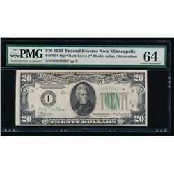 1934 $20 Minneapolis Federal Reserve Star Note PMG 64